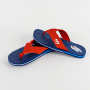 Stylish and patriotic The Gringos flip flops in Red, White, and Blue, perfect for showcasing your FLY spirit
